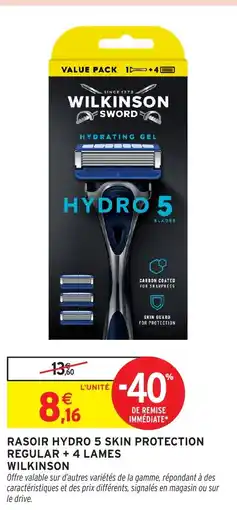 Intermarché Hyper WILKINSON Rasoir hydro 5 skin protection regular + 4 lames offre