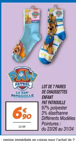 Netto Lot de 7 paires de chaussettes enfant pat patrouille offre