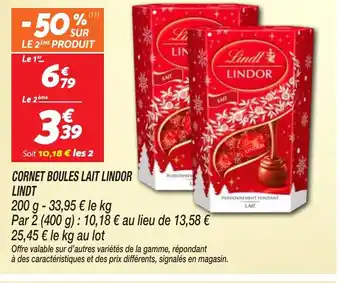 Netto LINDT LINDOR Cornet boules lait offre