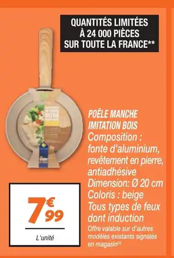 Netto Poêle manche imitation bois offre