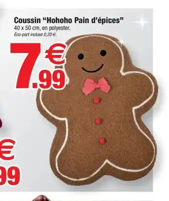 Bazarland Coussin Hohoho Pain d'épices offre