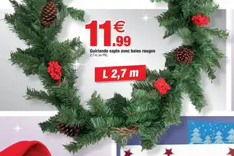 Bazarland Guirlande sapin avec baies rouges offre