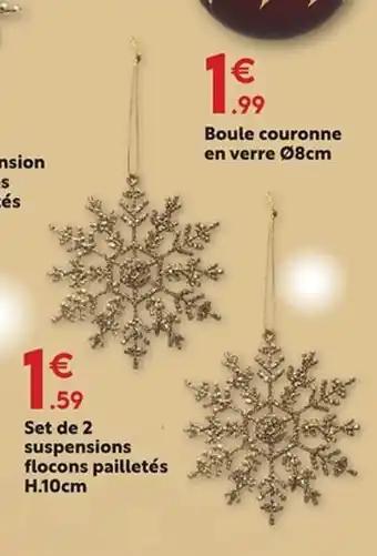 Maxi Bazar Set de 2 suspensions flocons pailletés offre