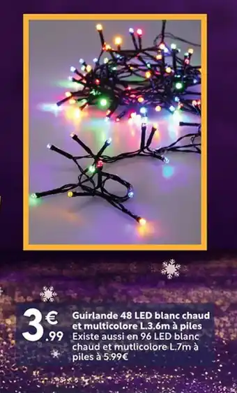 Maxi Bazar Guirlande 48 LED blanc chaud et multicolore offre