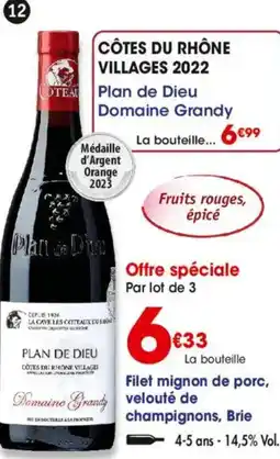 Maximo Côtes du rhône villages 2022 plan de dieu domaine grandy offre