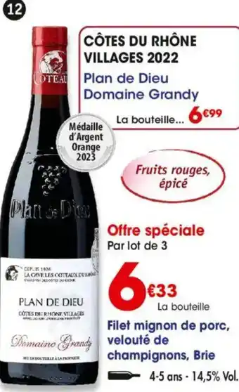 Maximo Côtes du rhône villages 2022 plan de dieu domaine grandy offre