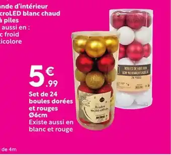 Maxi Bazar Set de 24 boules dorées et rouges offre
