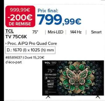 Costco TCL TV 75C6K offre