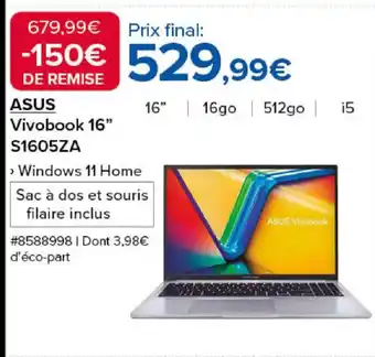 Costco ASUS Vivobook 16" S1605ZA offre