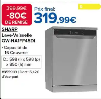 Costco SHARP Lave-vaisselle QW-NA1FF45DI offre