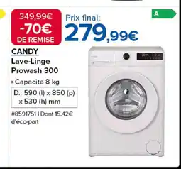 Costco CANDY Lave-Linge Prowash 300 offre