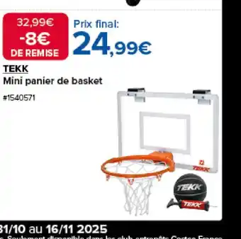 Costco TEKK Mini panier de basket offre