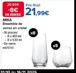 Costco ARKA Ensemble de verres en cristal offre