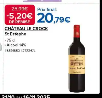 Costco CHÂTEAU LE CROCK St Estèphe offre
