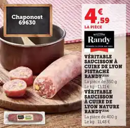 Super U Véritable saucisson à cuire de lyon pistaché randy offre