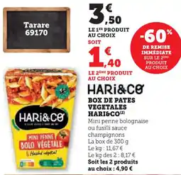 Super U Box de pates vegetales hari&co offre