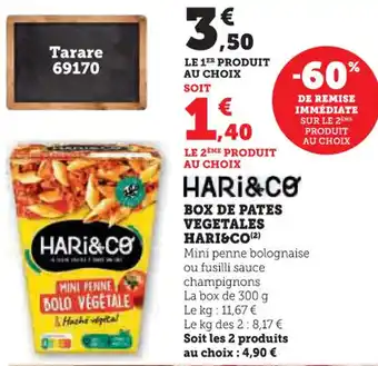 Super U Box de pates vegetales hari&co offre