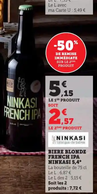 Super U Biere blonde french ipa ninkasi 5,4° offre