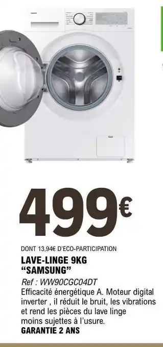 E.Leclerc LAVE-LINGE 9KG “SAMSUNG” offre
