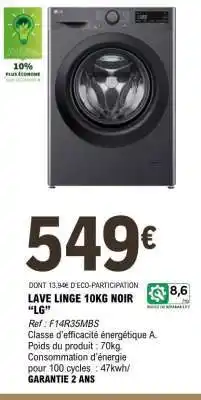 E.Leclerc LAVE LINGE 10KG NOIR LG offre