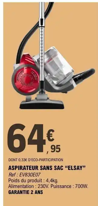 E.Leclerc ASPIRATEUR SANS SAC ELSAY offre