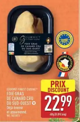ALDI GOURMET FINEST CUISINE FOIE GRAS DE CANARD CRU DU SUD-OUEST offre