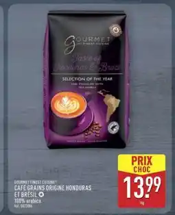 ALDI GOURMET FINEST CUISINE CAFE GRAINS ORIGINE HONDURAS ET BRÉSIL offre