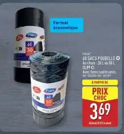 ALDI FOLIA 60 SACS POUBELLE offre