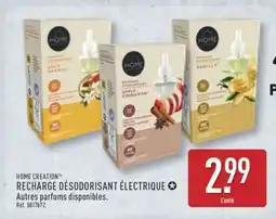 ALDI HOME CREATION RECHARGE DÉSODORISANT ÉLECTRIQUE offre