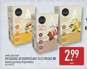 ALDI HOME CREATION RECHARGE DÉSODORISANT ÉLECTRIQUE offre