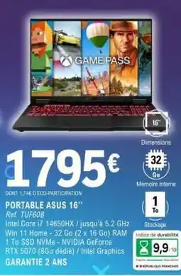 E.Leclerc PORTABLE ASUS 16’’ offre
