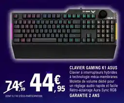 E.Leclerc CLAVIER GAMING K1 ASUS offre