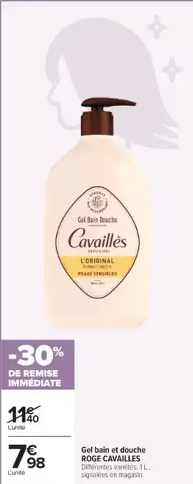 Carrefour Gel bain et douche roge cavailles offre