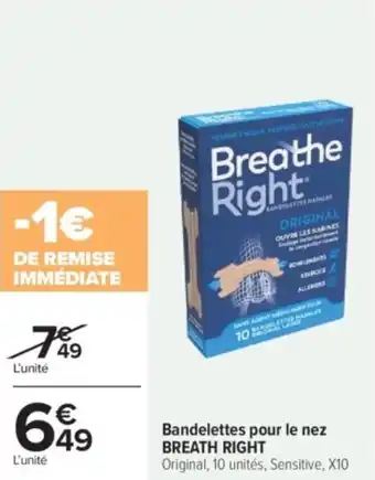 Carrefour Bandelettes pour le nez breath right offre