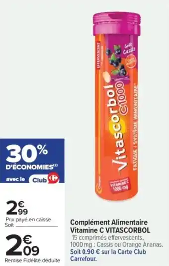Carrefour Complément alimentaire vitamine c vitascorbol offre