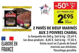 Supeco 2 pavés de bœuf marinés aux 3 poivres charal offre