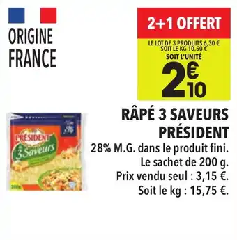 Supeco Râpé 3 saveurs président offre