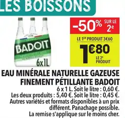 Supeco Eau minérale naturelle gazeuse finement pétillante badoit offre