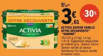 E.Leclerc Express Activia saveur vanille offre découverte danone offre