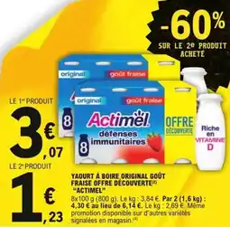 E.Leclerc Express Yaourt à boire original goût fraise offre découverte actimel offre