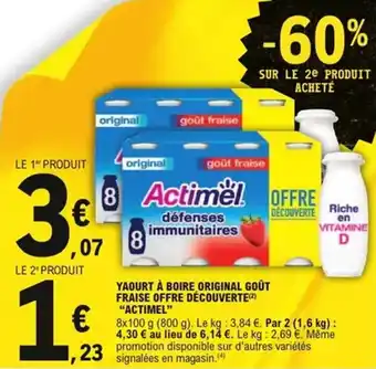 Yaourt à boire original goût fraise offre découverte actimel