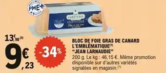 E.Leclerc Express Bloc de foie gras de canard l'emblématique jean larnaudie offre