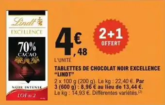 E.Leclerc Express Tablettes de chocolat noir excellence lindt offre