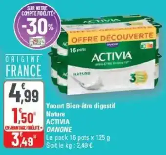 G20 Yaourt bien-être digestif nature activia danone offre