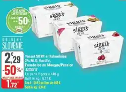 G20 Yaourt skyr à l'islandaise 2% m.g. vanille framboise ou mangue passion siggis offre