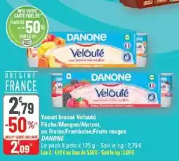 G20 Yaourt brassé velouté peche manque abricot ou fraise framboise fruits rouges danone offre