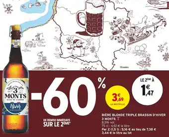 Intermarché 3 MONTS Bière Blonde Triple Brassin d'Hiver offre