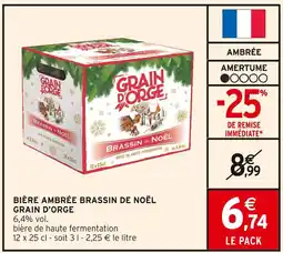 Intermarché GRAIN D'ORGE Bière ambrée Brassin de Noël offre