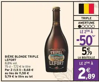 Intermarché Bière Blonde Tripel Lefort offre