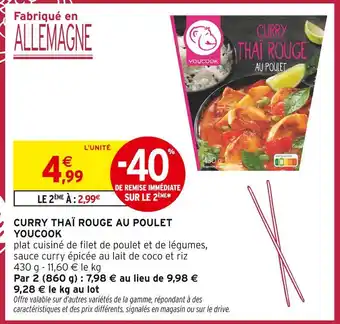 Intermarché Express YOUCOOK Curry Thaï Rouge au Poulet offre